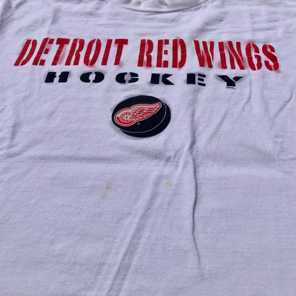 💙 Vintage Detroit Red Wings Hockey T-Shirt | Size Large Distressed - Picture 3 of 5